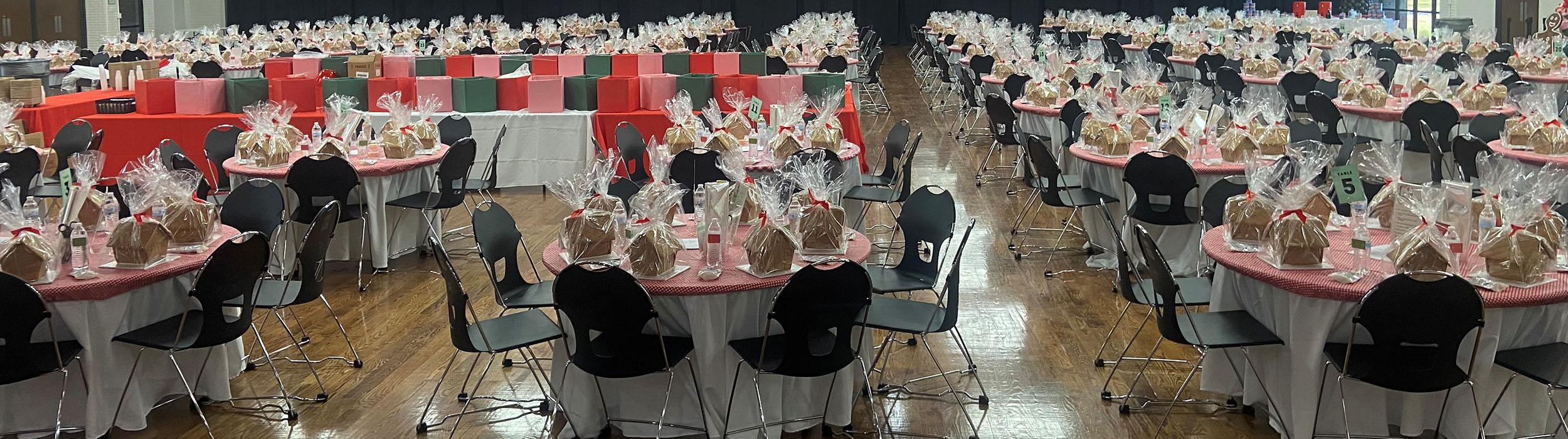 A social event setup at the Brazos Center.