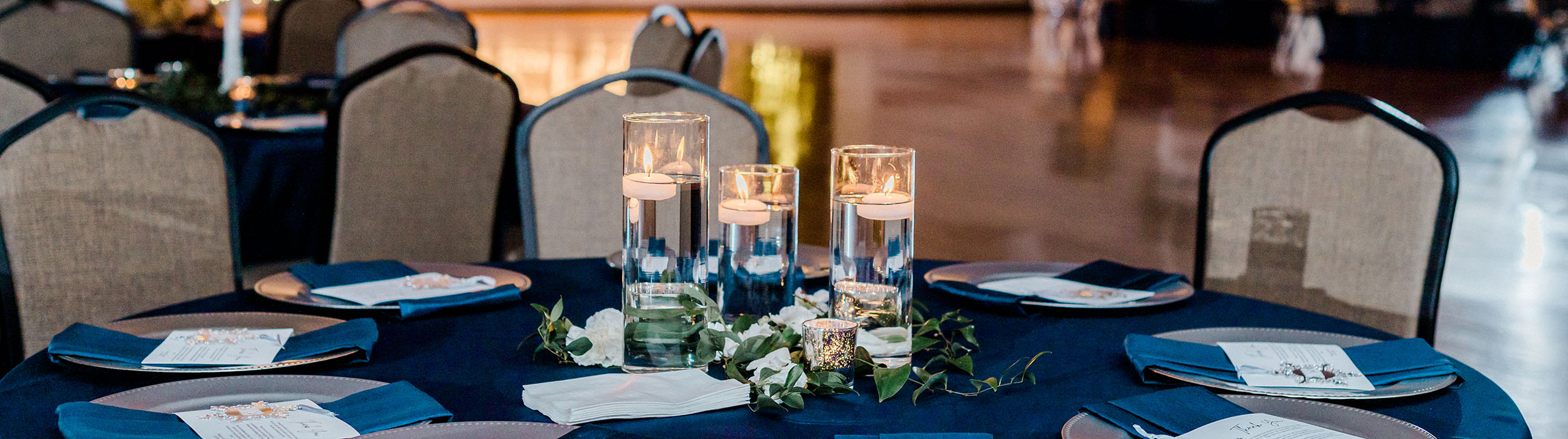 A wedding setup at the Brazos Center.